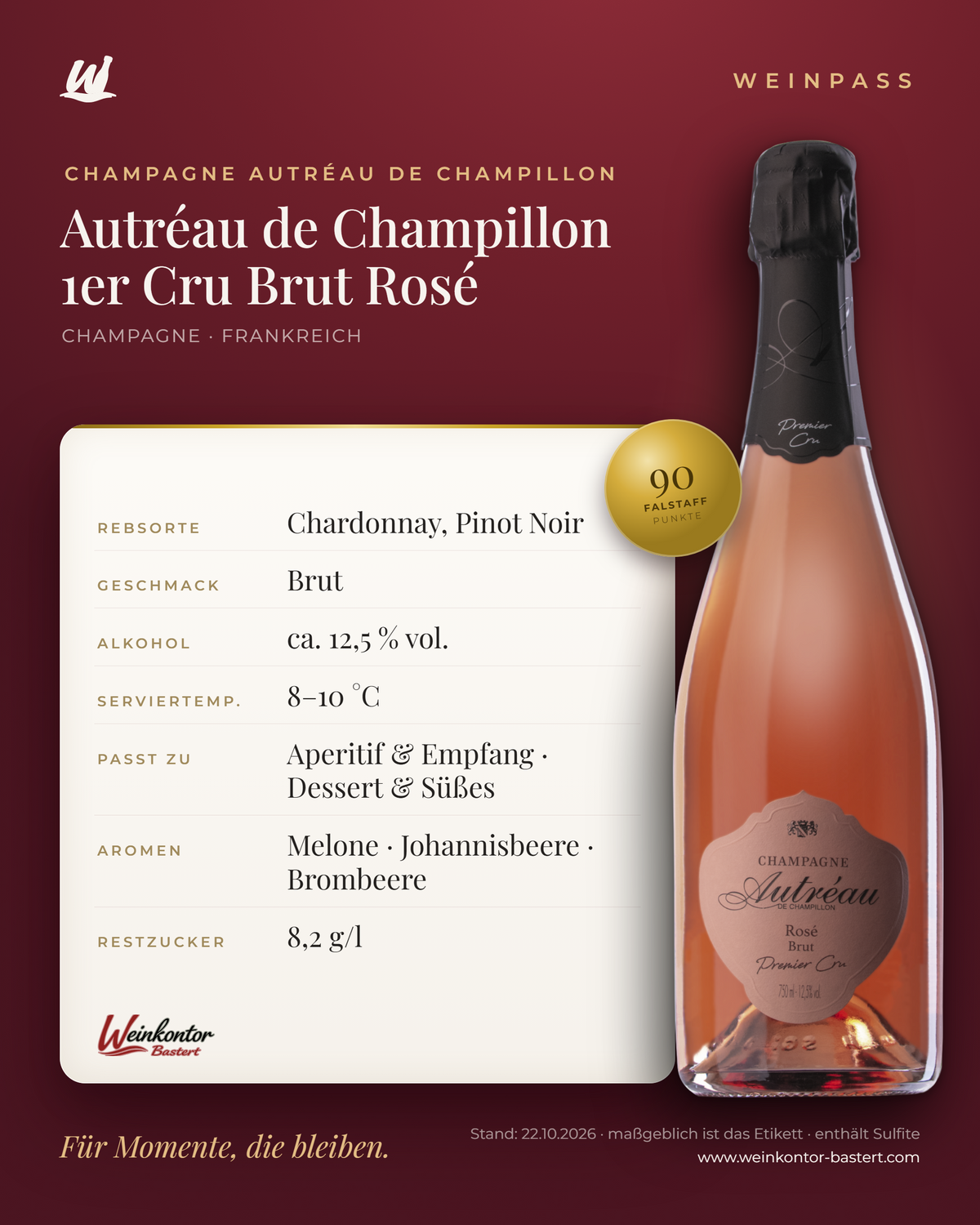 Autréau de Champillon 1er Cru Brut Rosé – Champagne – Weinpass | Weinkontor Bastert