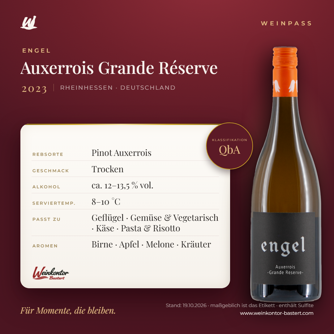 Auxerrois Grande Réserve Engel QbA – Rheinhessen – Weinpass | Weinkontor Bastert