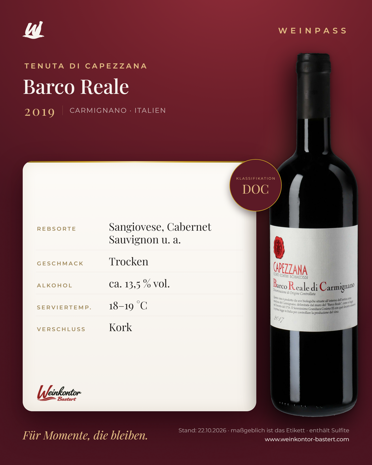 Barco Reale DOC Tenuta di Capezzana – Carmignano – Weinpass | Weinkontor Bastert