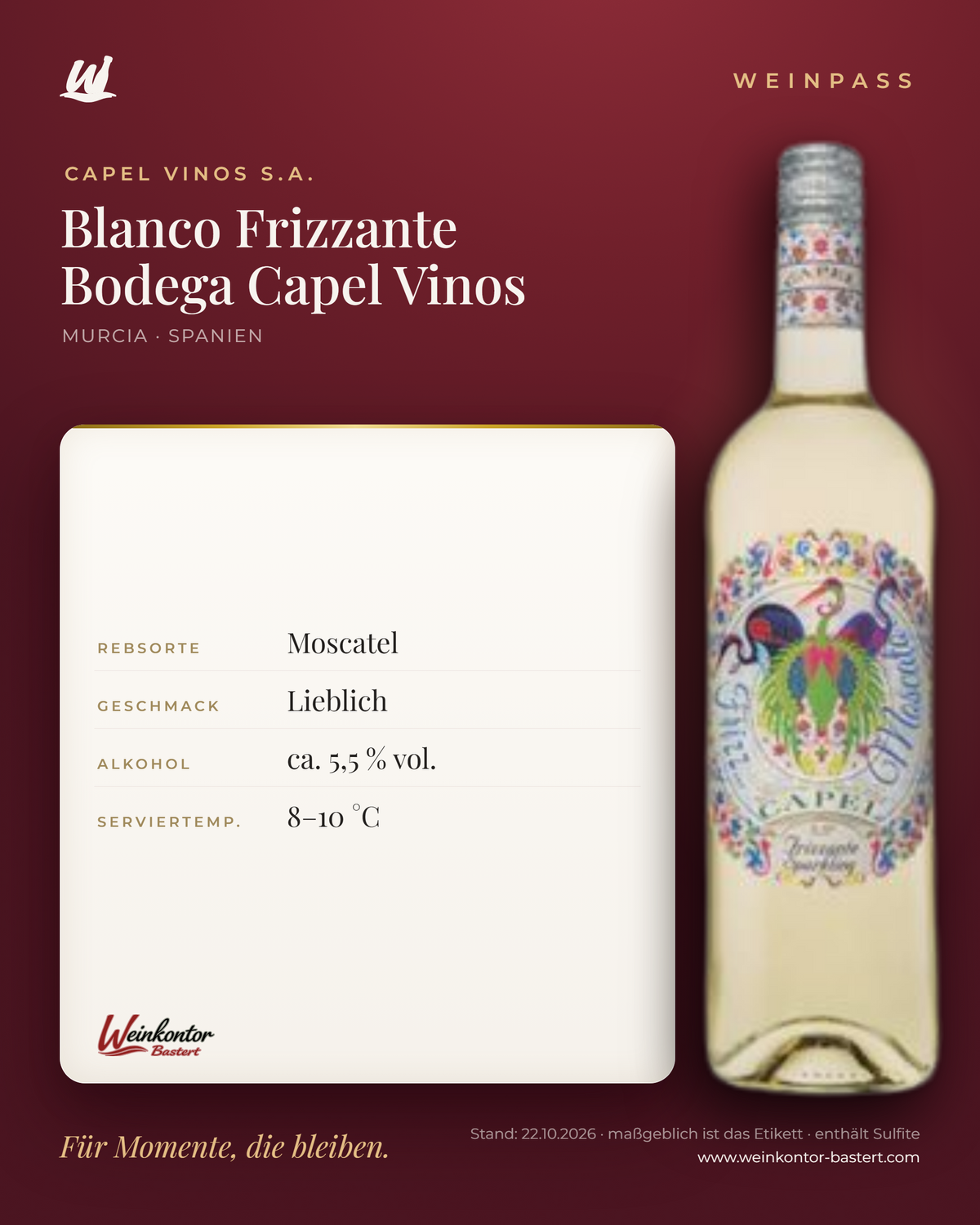 Blanco Frizzante Bodega Capel Vinos – Murcia – Weinpass | Weinkontor Bastert