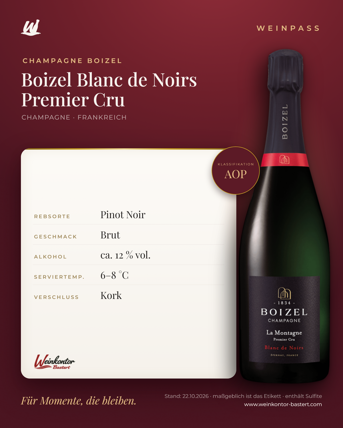 Boizel Blanc de Noirs Premier Cru AOP – Champagne – Weinpass | Weinkontor Bastert