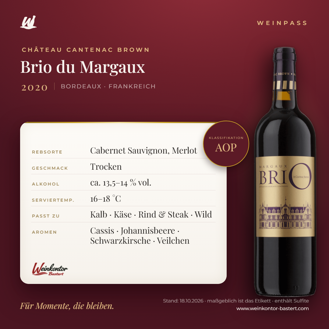 Brio du Château Cantenac Brown Margaux AOP – Bordeaux – Weinpass | Weinkontor Bastert