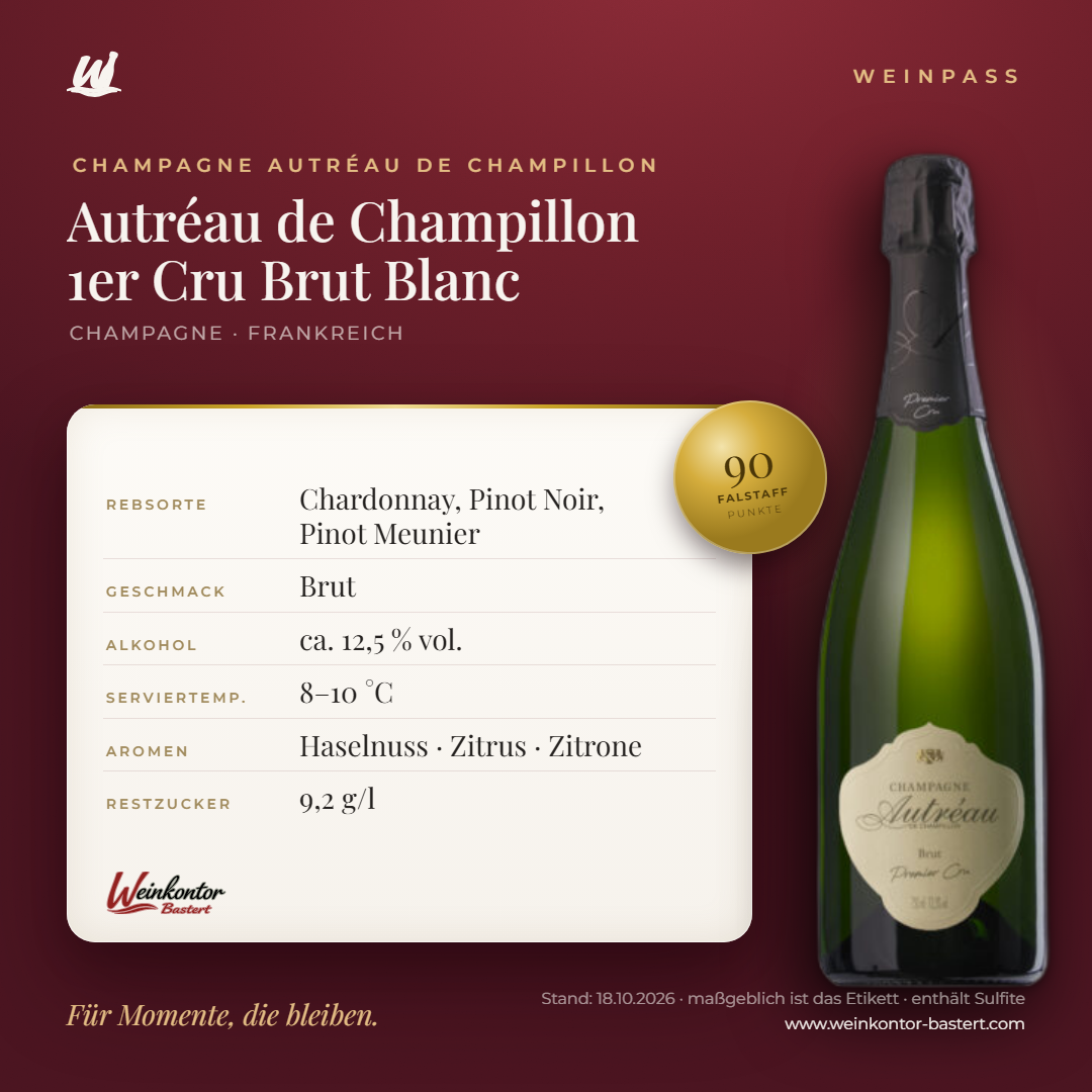 Autréau de Champillon 1er Cru Brut Blanc – Champagne – Weinpass | Weinkontor Bastert