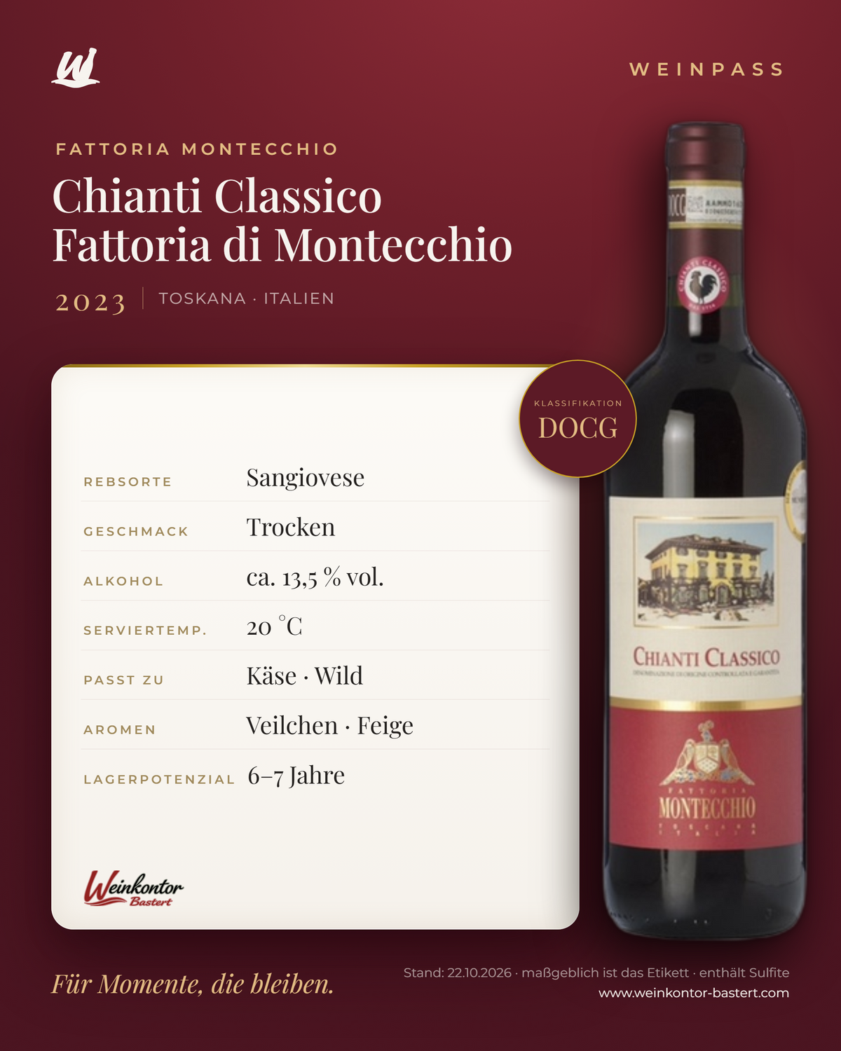 Chianti Classico Fattoria di Montecchio DOCG – Toskana – Weinpass | Weinkontor Bastert