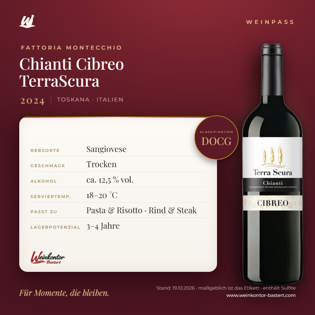 Chianti Cibreo TerraScura DOCG – Toskana – Weinpass | Weinkontor Bastert