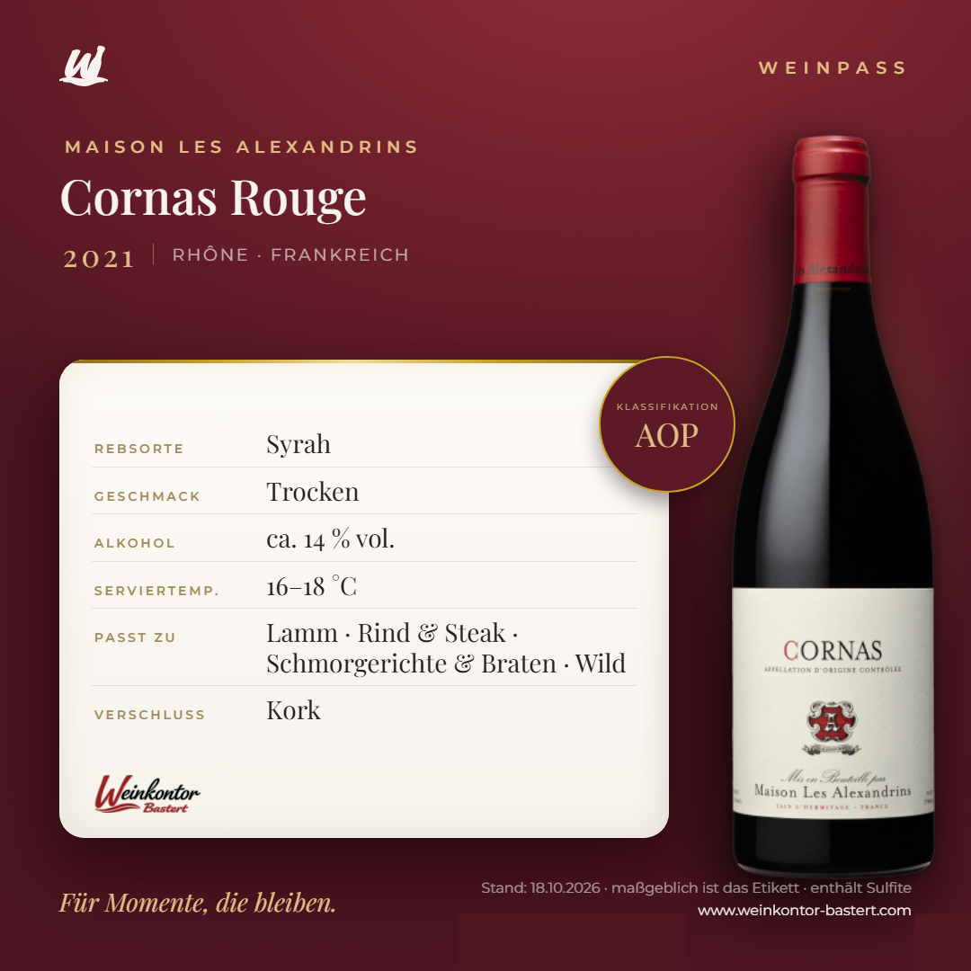Cornas Rouge Maison les Alexandrins AOP – Rhône – Weinpass | Weinkontor Bastert