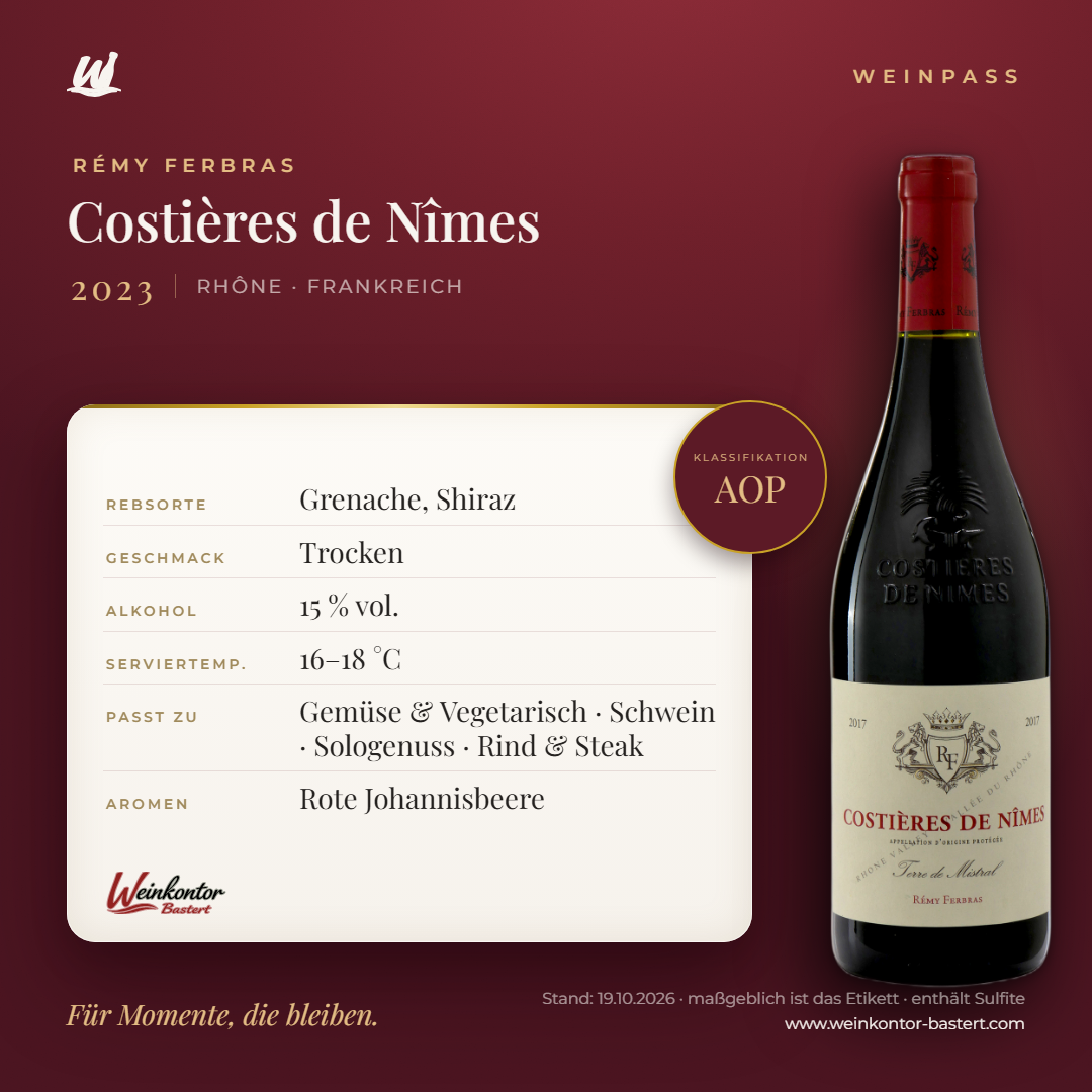 Costières de Nîmes Rémy Ferbras – Rhône – Weinpass | Weinkontor Bastert