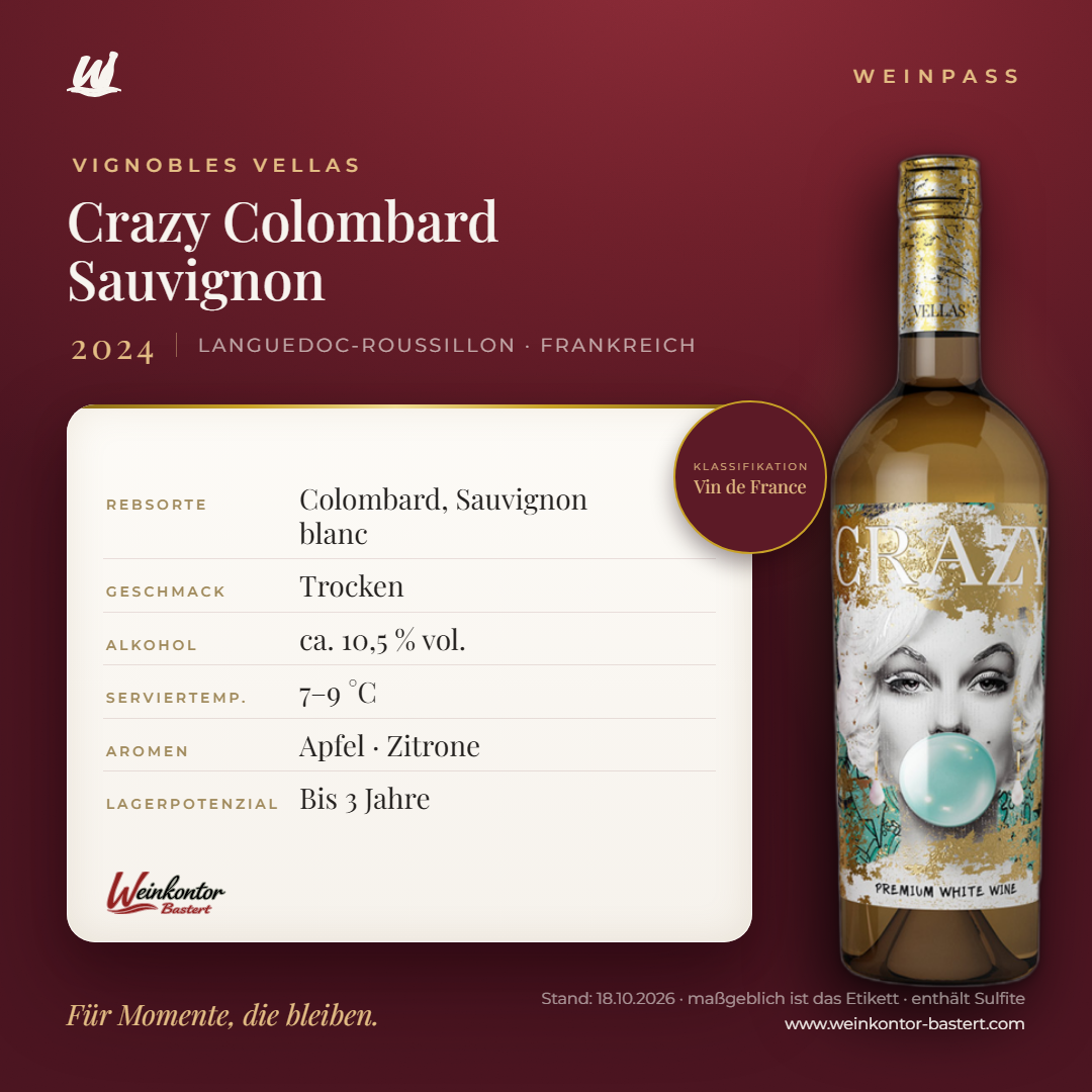 Crazy Colombard Sauvignon Vignobles Vellas – Languedoc-Roussillon – Weinpass | Weinkontor Bastert