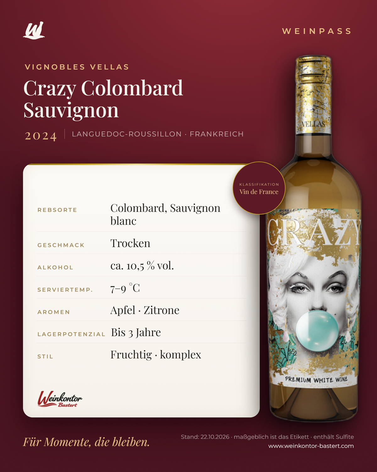 Crazy Colombard Sauvignon Vignobles Vellas – Languedoc-Roussillon – Weinpass | Weinkontor Bastert