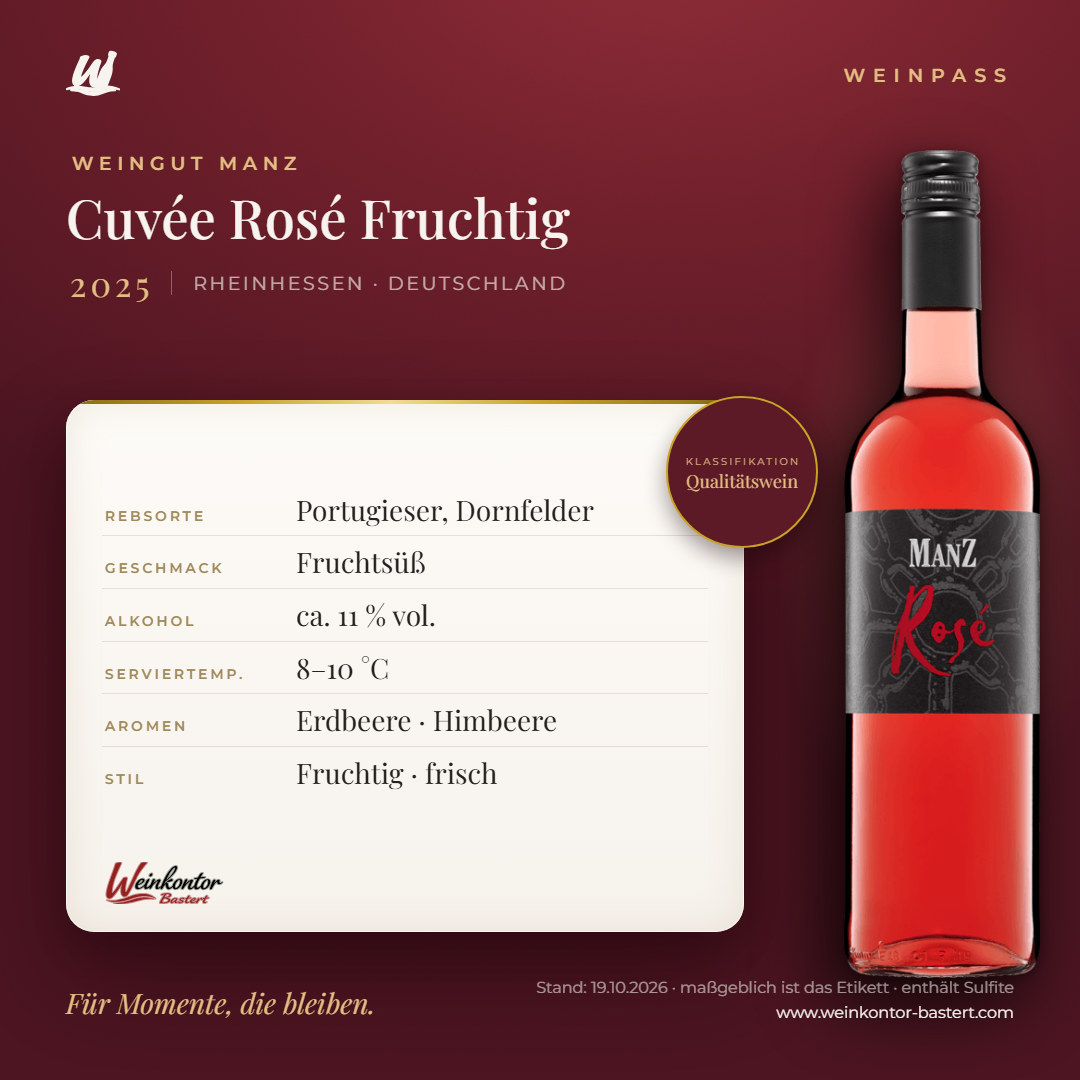 Cuvée Rosé Fruchtig Manz 6er-Karton – Rheinhessen – Weinpass | Weinkontor Bastert