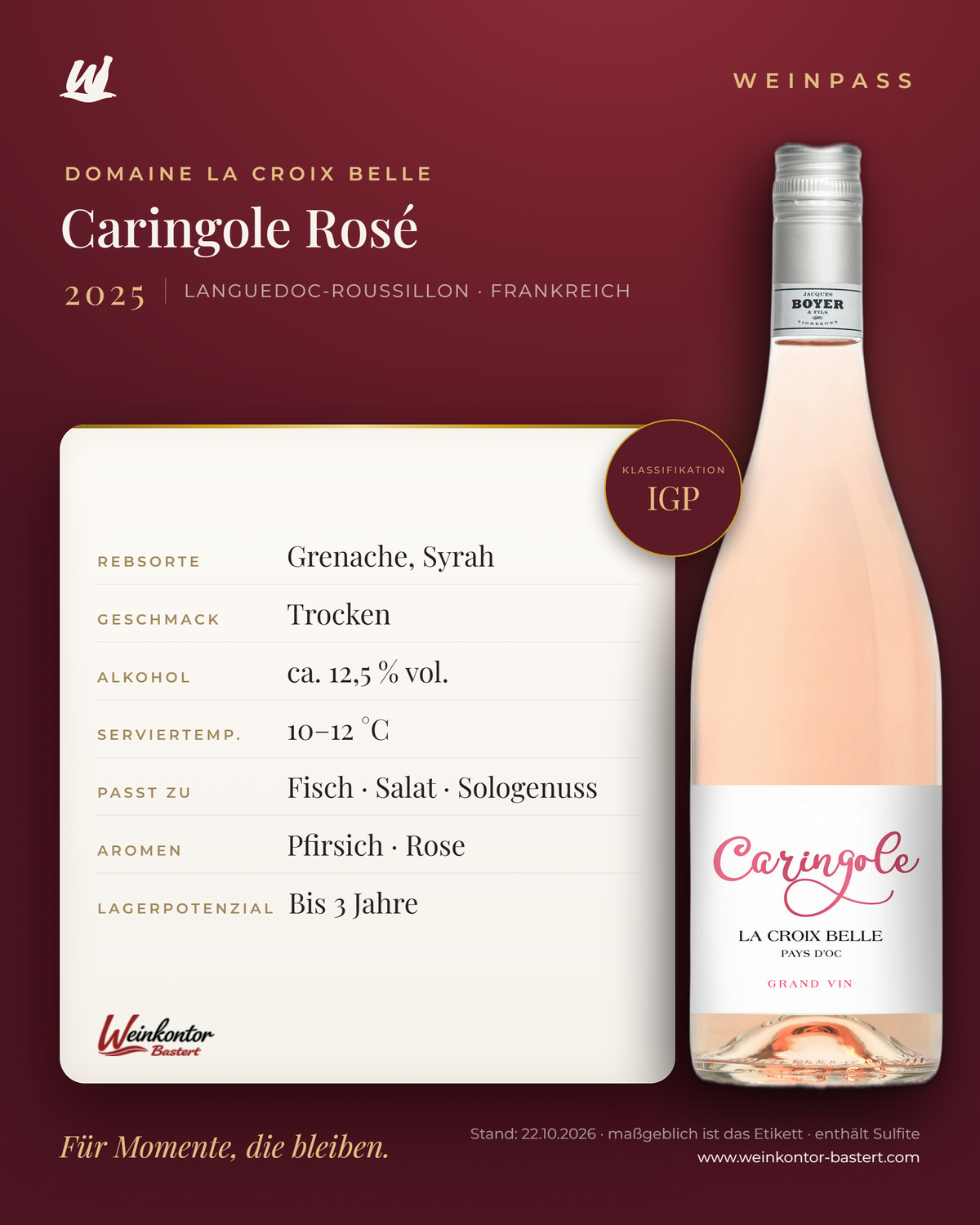 Domaine La Croix Belle Caringole Rosé – Languedoc-Roussillon – Weinpass | Weinkontor Bastert