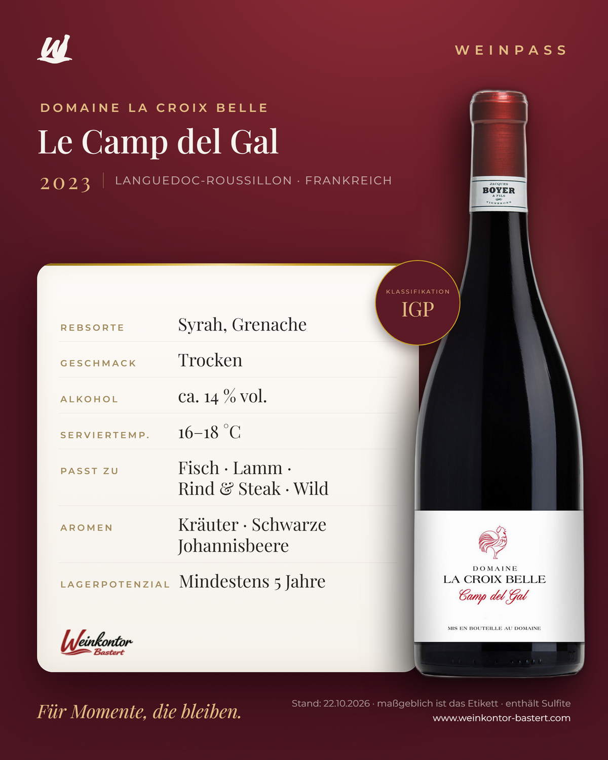 Domaine La Croix Belle Le Camp del Gal – Languedoc-Roussillon – Weinpass | Weinkontor Bastert
