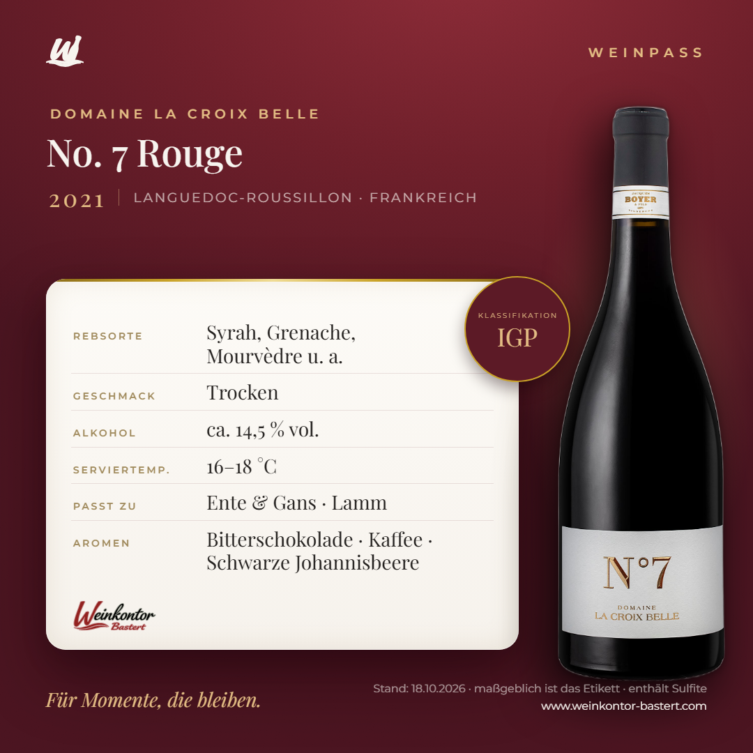 Domaine La Croix Belle No. 7 Rouge – Languedoc-Roussillon – Weinpass | Weinkontor Bastert