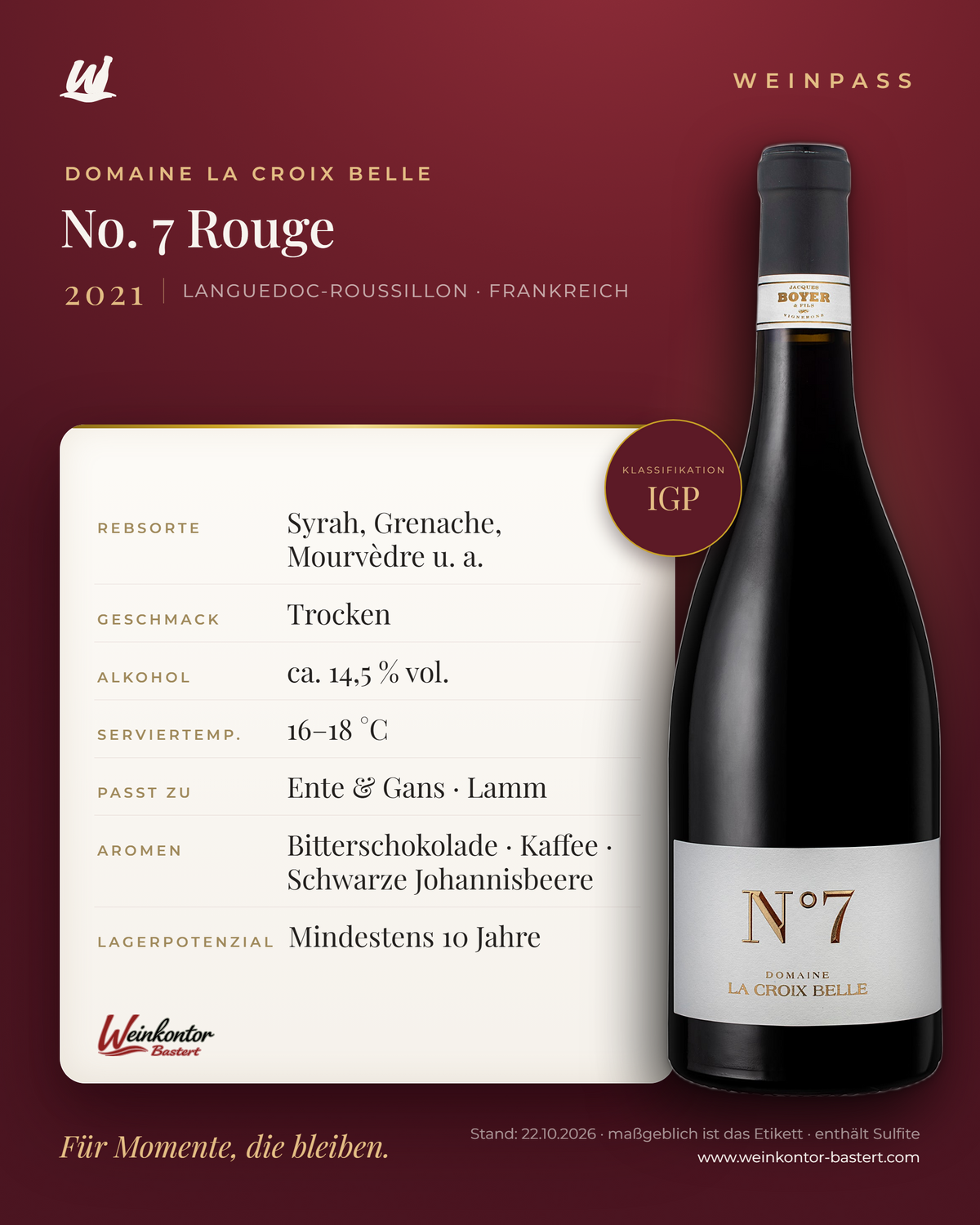 Domaine La Croix Belle No. 7 Rouge – Languedoc-Roussillon – Weinpass | Weinkontor Bastert