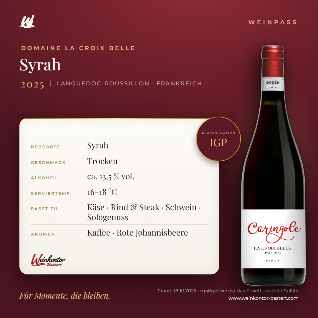 Domaine La Croix Belle Syrah – Languedoc-Roussillon – Weinpass | Weinkontor Bastert