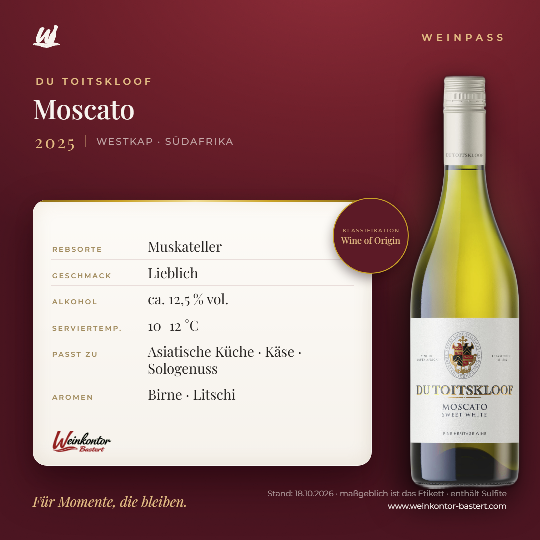 Du Toitskloof Moscato – Westkap – Weinpass | Weinkontor Bastert