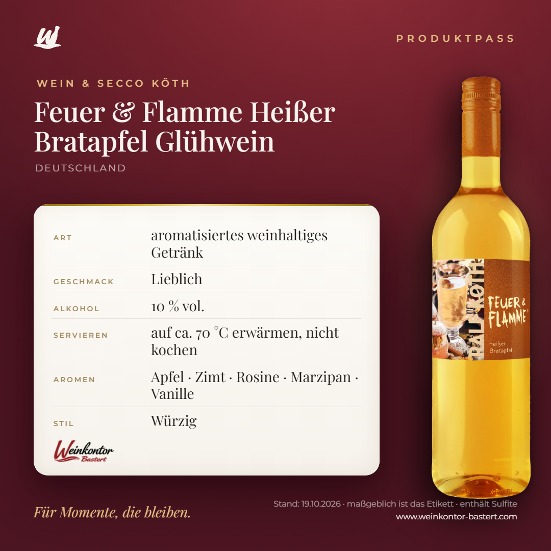 Feuer & Flamme Heißer Bratapfel Glühwein Ralf Köth – Produktpass | Weinkontor Bastert