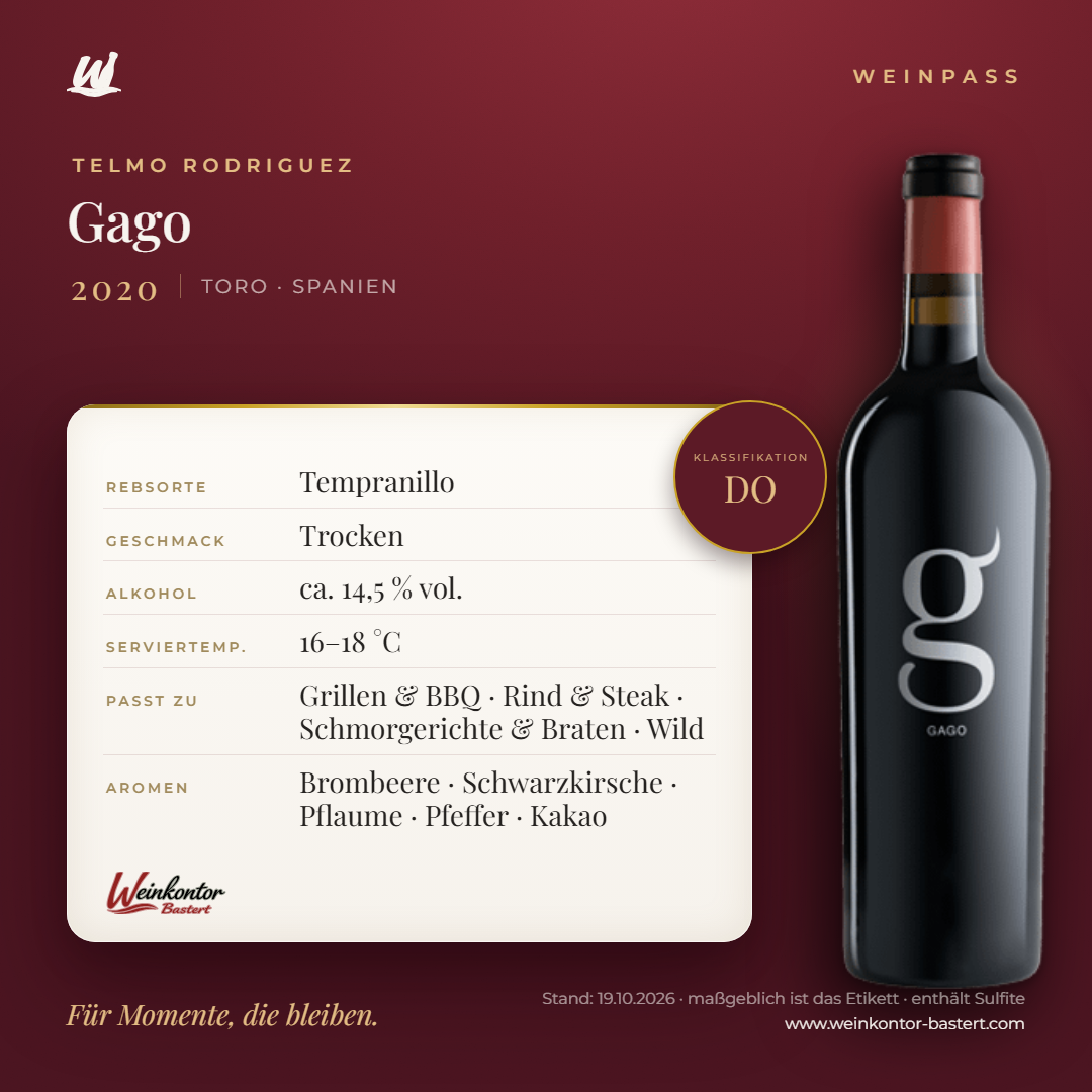 Gago Telmo Rodriguez DO – Toro – Weinpass | Weinkontor Bastert