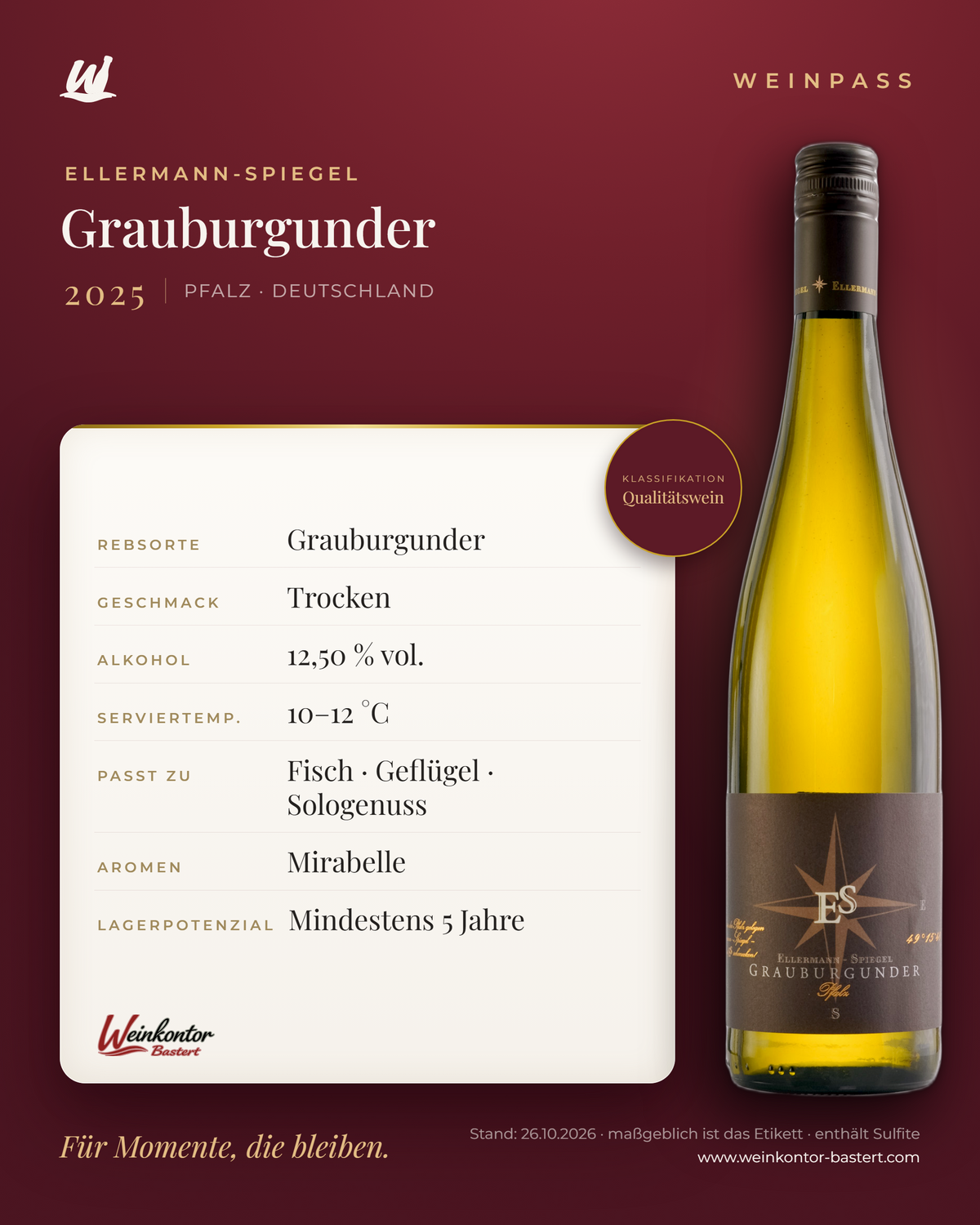 Grauburgunder Ellermann-Spiegel – Pfalz – Weinpass | Weinkontor Bastert