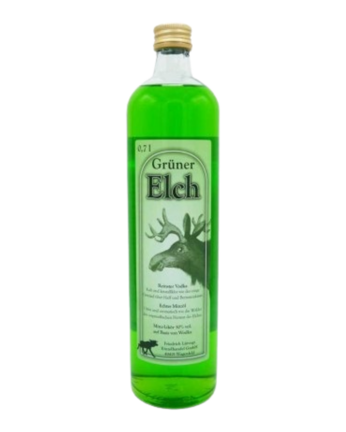 Grüner Elch Minz-Likör auf Basis von Wodka Röhrt der Elch in höchsten Tönen, will er mit der Elchin klönen