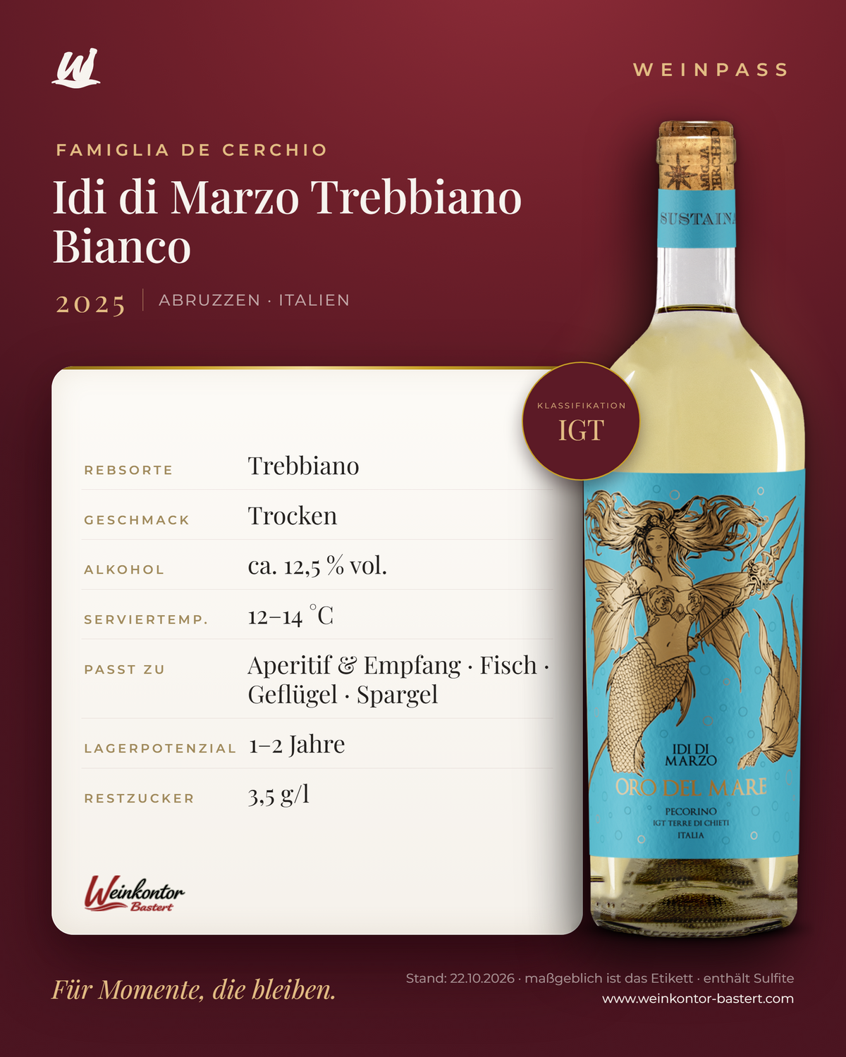 Idi di Marzo Trebbiano Bianco IGT – Abruzzen – Weinpass | Weinkontor Bastert