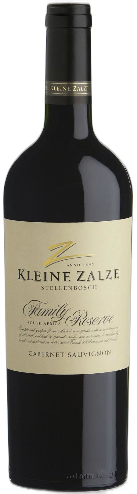 Exklusive Flasche Kleine Zalze Family Reserve Cabernet Sauvignon.