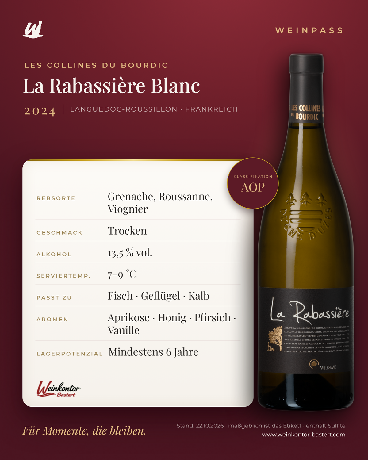 La Rabassière Blanc Les Collines du Bourdic – Languedoc-Roussillon – Weinpass | Weinkontor Bastert