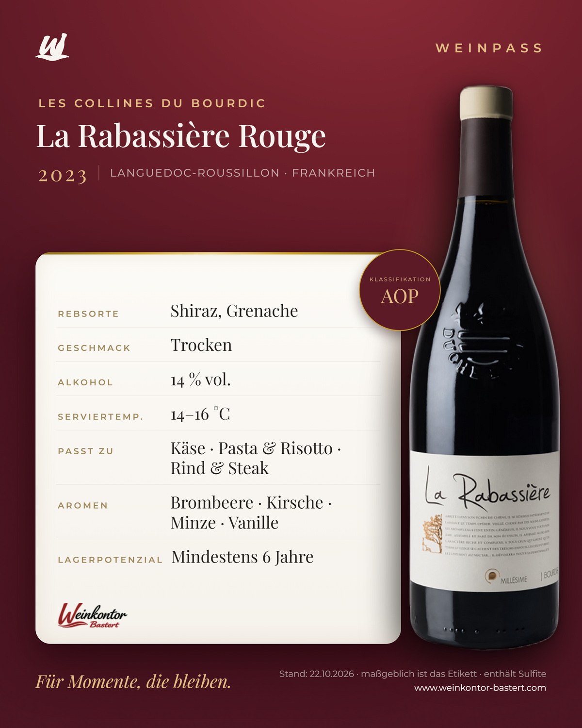 La Rabassière Rouge Les Collines du Bourdic – Languedoc-Roussillon – Weinpass | Weinkontor Bastert