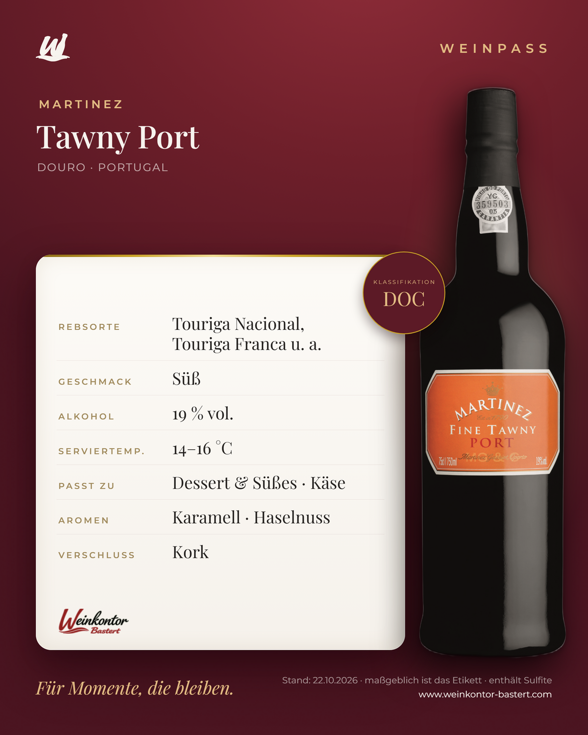 Martinez Tawny Port DOC – Douro – Weinpass | Weinkontor Bastert