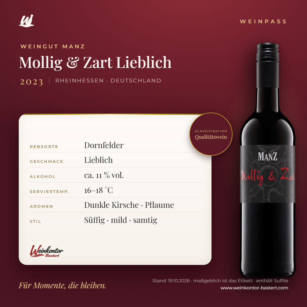 Mollig & Zart Lieblich Manz 6er-Karton – Rheinhessen – Weinpass | Weinkontor Bastert
