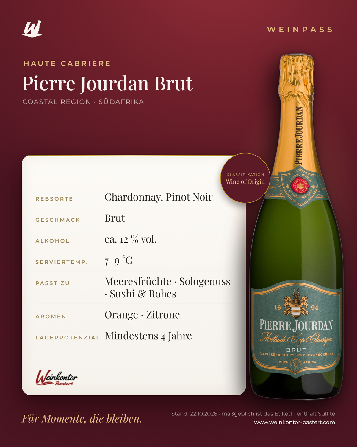 Pierre Jourdan Brut – Coastal Region – Weinpass | Weinkontor Bastert