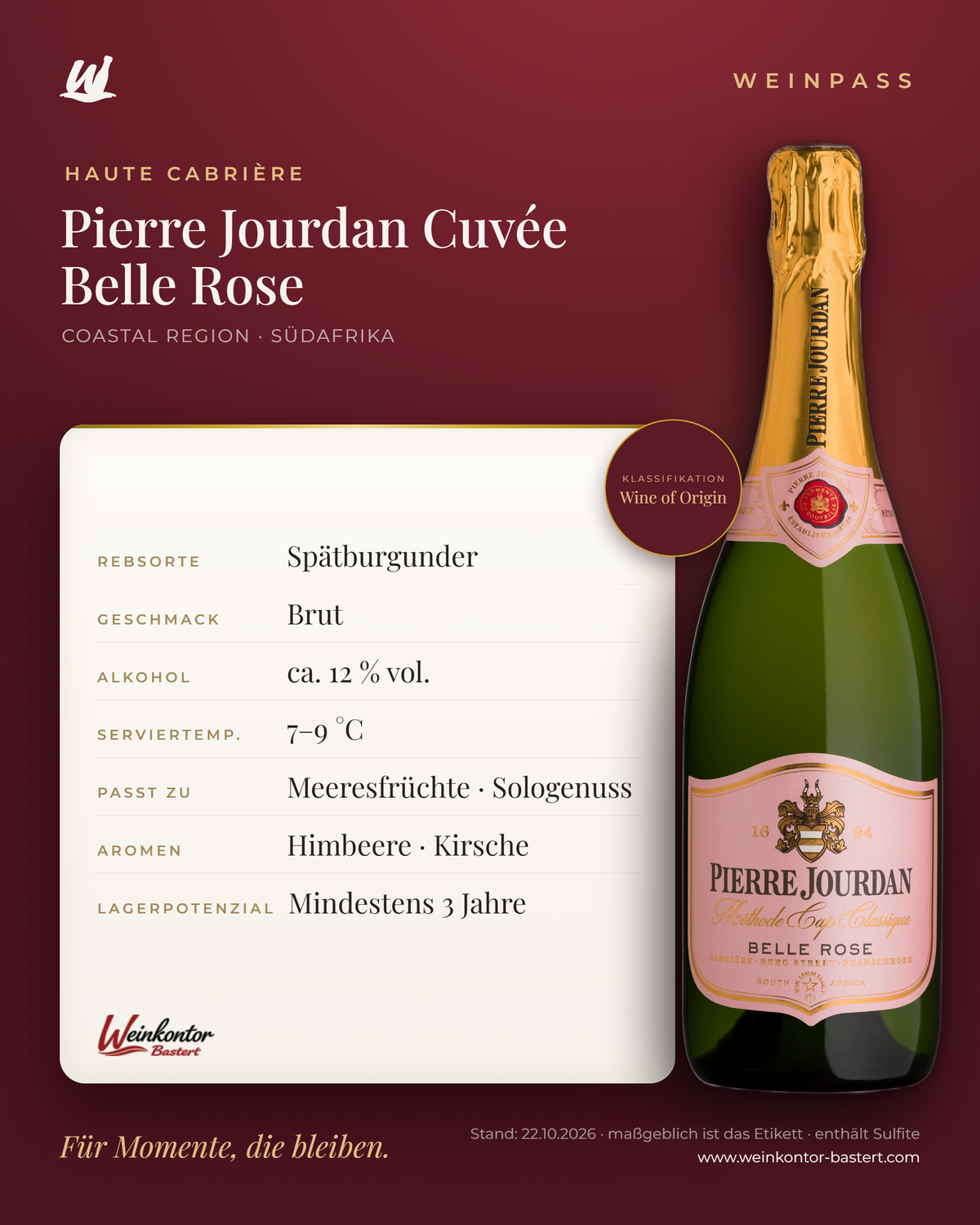Pierre Jourdan Cuvée Belle Rose – Coastal Region – Weinpass | Weinkontor Bastert