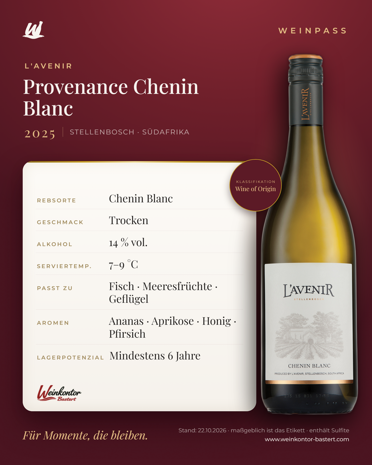Provenance Chenin Blanc L'Avenir – Stellenbosch – Weinpass | Weinkontor Bastert