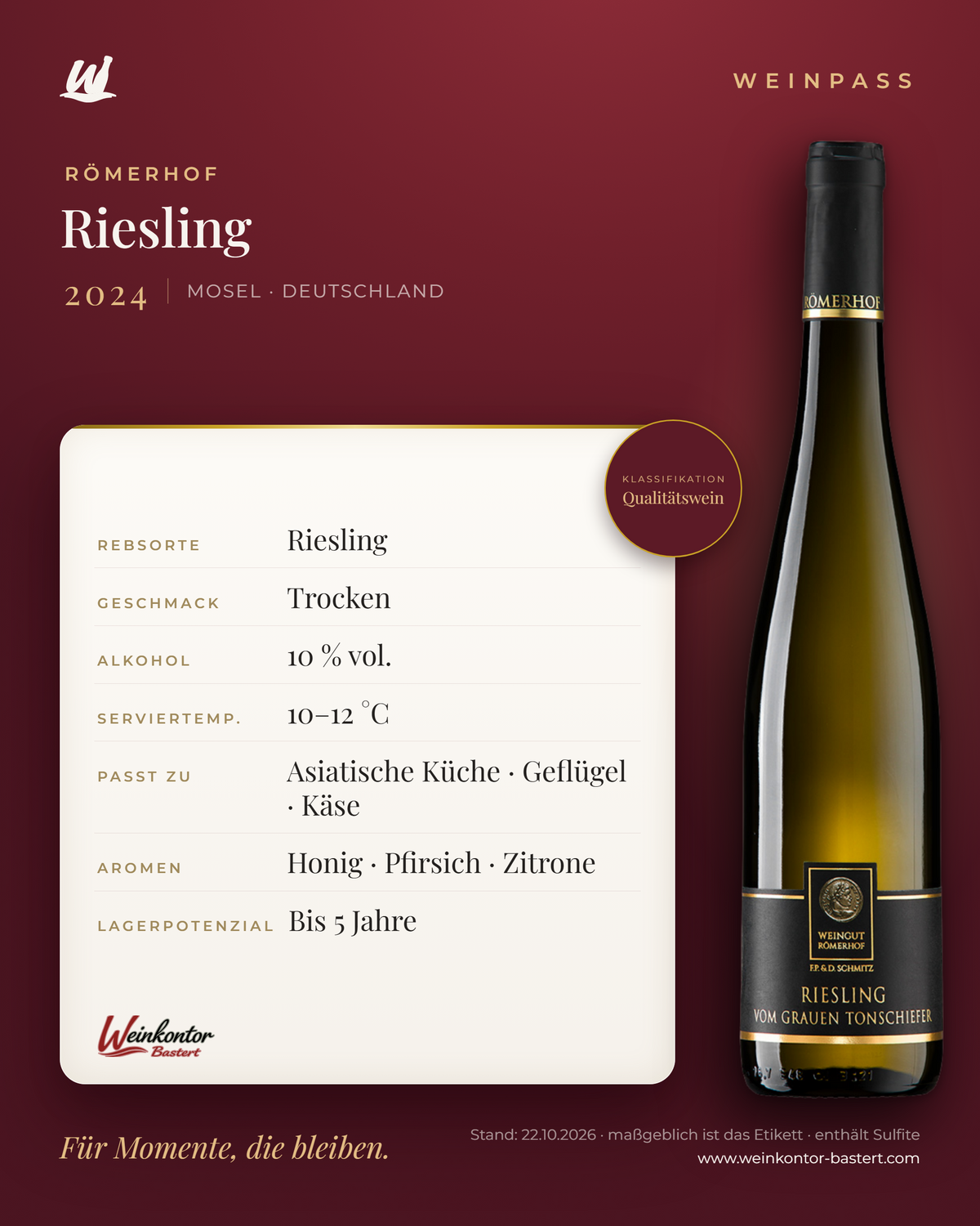Riesling Römerhof – Mosel – Weinpass | Weinkontor Bastert