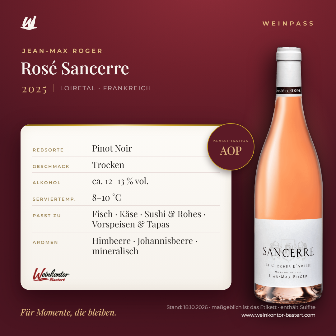 Rosé Sancerre AOP Jean-Max Roger – Loiretal – Weinpass | Weinkontor Bastert