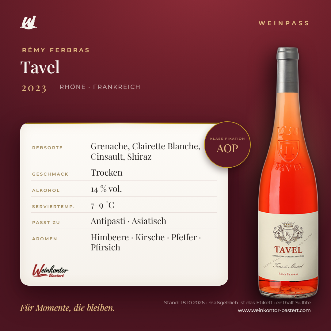 Tavel Rémy Ferbras AOP – Rhône – Weinpass | Weinkontor Bastert