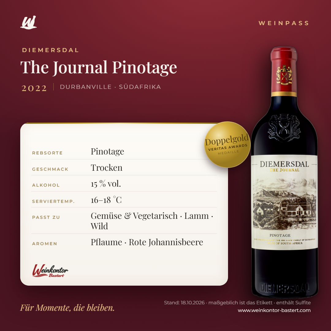 The Journal Pinotage Diemersdal – Durbanville – Weinpass | Weinkontor Bastert