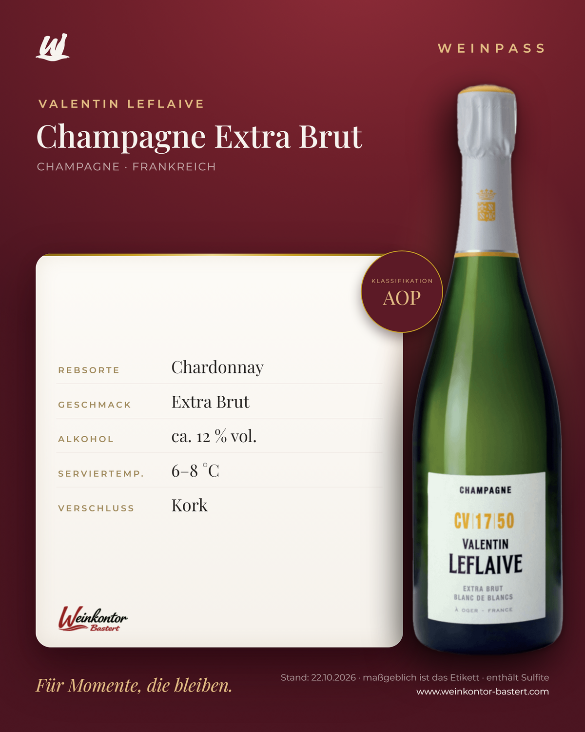 Valentin Leflaive Extra Brut AOP – Champagne – Weinpass | Weinkontor Bastert