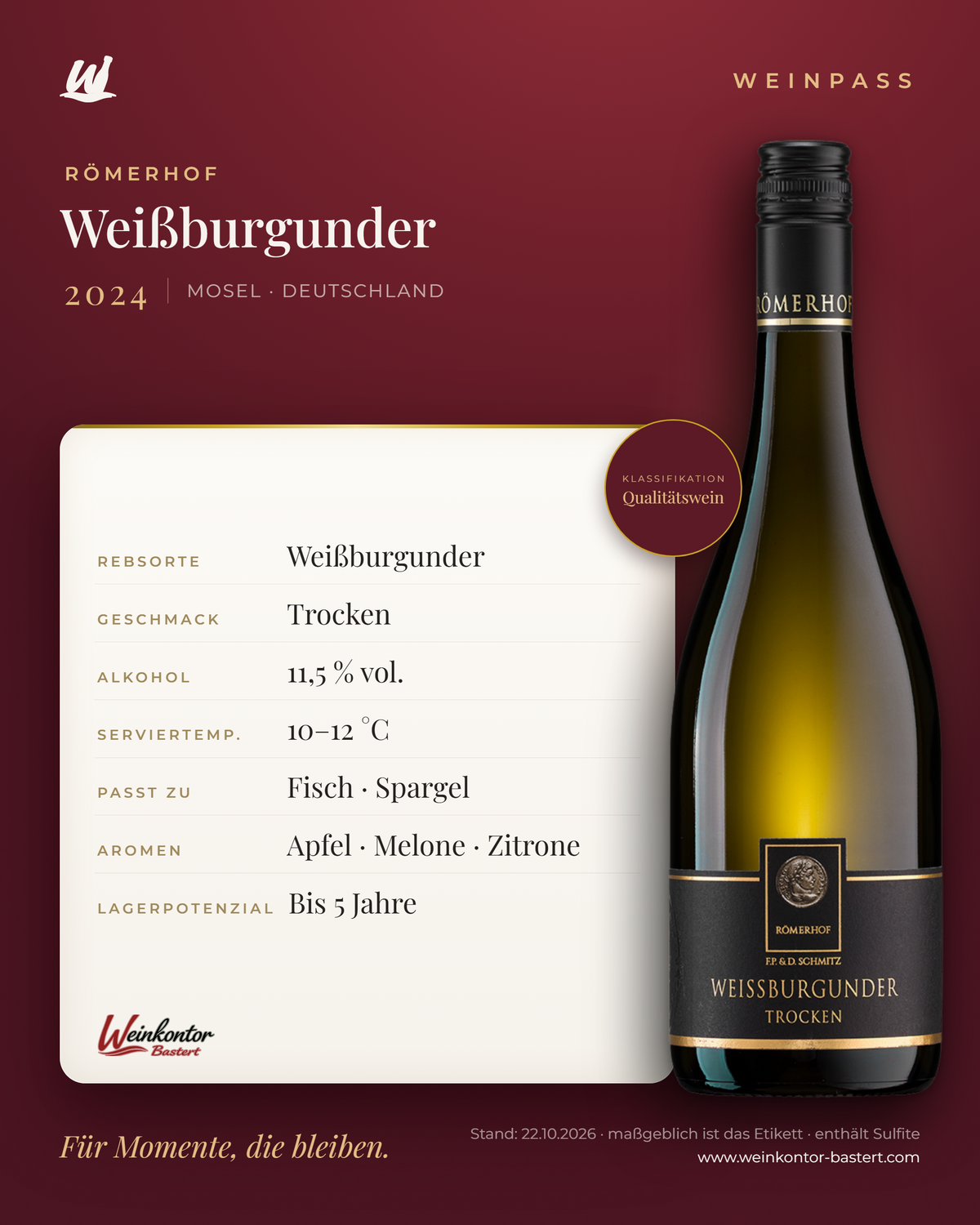 Weißburgunder Römerhof – Mosel – Weinpass | Weinkontor Bastert