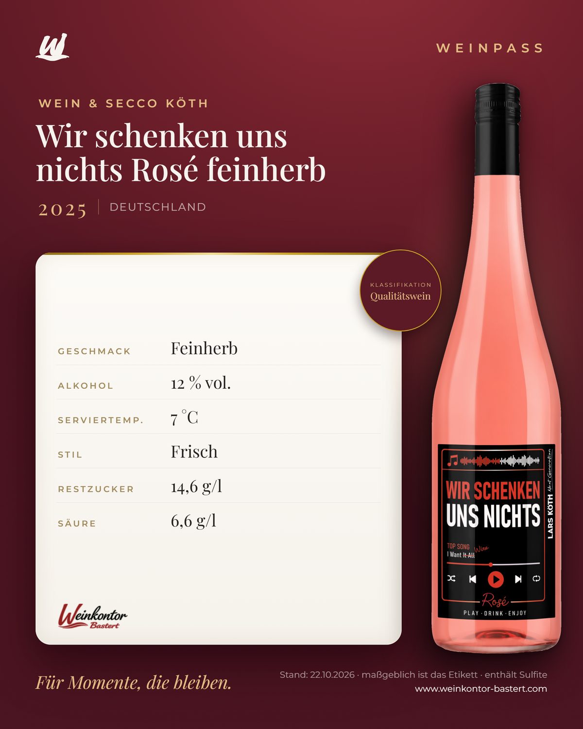 Wir schenken uns nichts Rosé feinherb Lars Köth Next Generation – Weinpass | Weinkontor Bastert