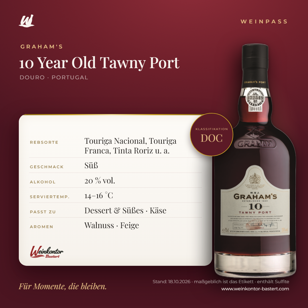 Graham's 10 Year Old Tawny Port DOC – Douro – Weinpass | Weinkontor Bastert