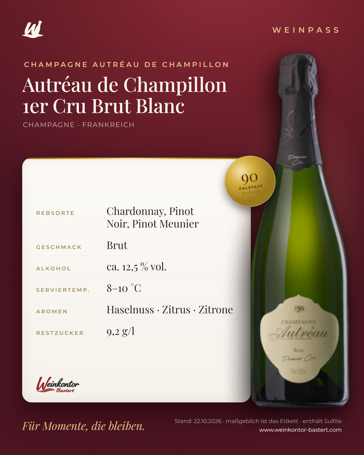 Autréau de Champillon 1er Cru Brut Blanc – Champagne – Weinpass | Weinkontor Bastert