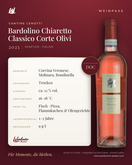 Bardolino Chiaretto Classico Corte Olivi Cantine Lenotti DOC – Venetien – Weinpass | Weinkontor Bastert
