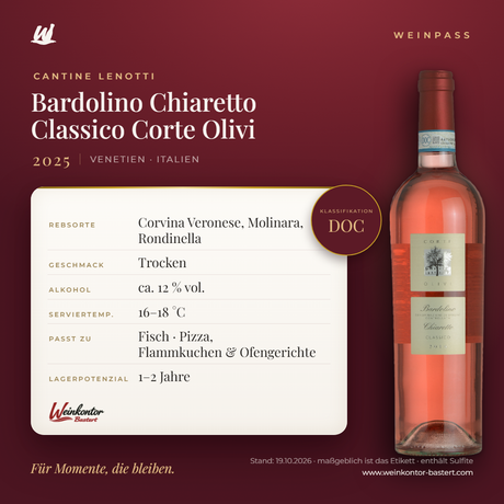 Bardolino Chiaretto Classico Corte Olivi Cantine Lenotti DOC – Venetien – Weinpass | Weinkontor Bastert