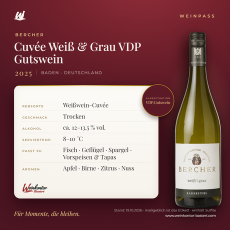 Cuvée Weiß & Grau Bercher VDP Gutswein – Baden – Weinpass | Weinkontor Bastert