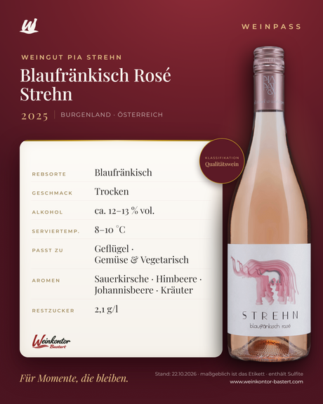Blaufränkisch Rosé Strehn Qualitätswein – Burgenland – Weinpass | Weinkontor Bastert