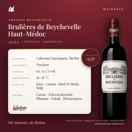 Brulières de Beychevelle Château Beychevelle Haut-Médoc AOP – Bordeaux – Weinpass | Weinkontor Bastert