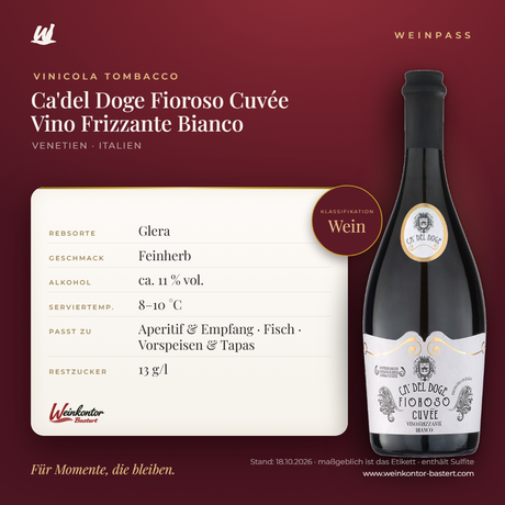 Ca'del Doge Fioroso Cuvée Vino Frizzante Bianco Vinicola Tombacco – Venetien – Weinpass | Weinkontor Bastert