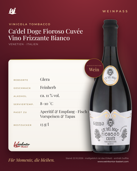 Ca'del Doge Fioroso Cuvée Vino Frizzante Bianco Vinicola Tombacco – Venetien – Weinpass | Weinkontor Bastert