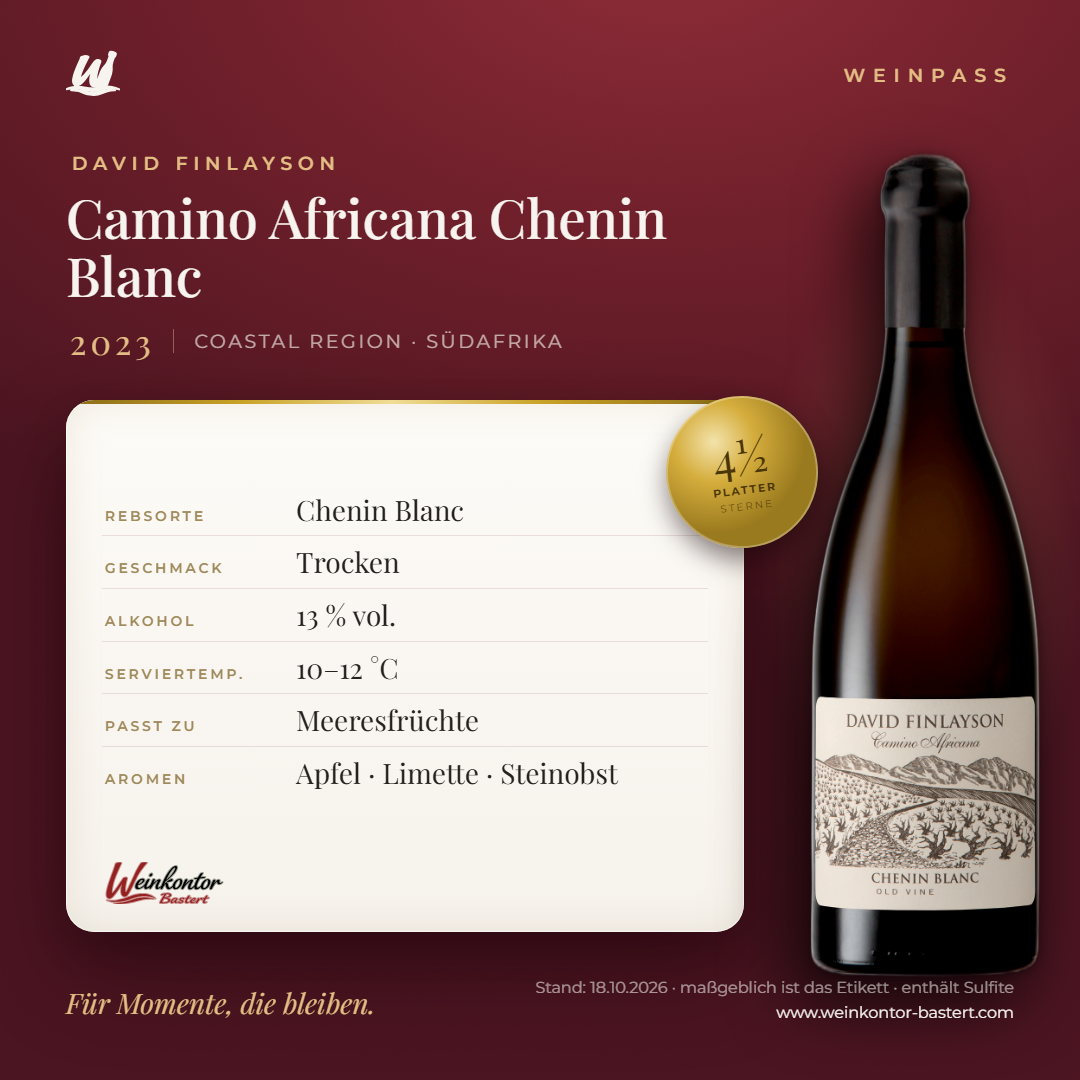 Camino Africana Chenin Blanc David Finlayson – Coastal Region – Weinpass | Weinkontor Bastert